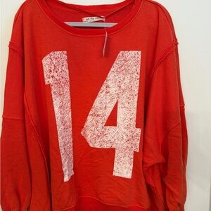 We The Free Red Sweatshirt with Bold White Number